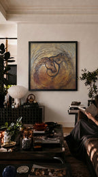 Siyah çerçeveli kanvas tablo, modern iç mekânlara karakter kazandıran AURA Gallery soyut duvar tablosu, premium mat baskı ve zarif çerçeve tasarımı.